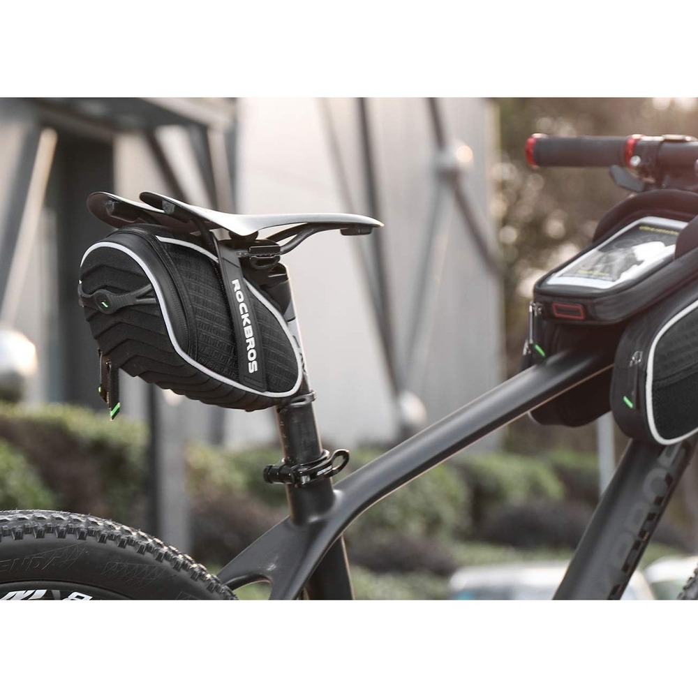 ROCKBROS Bike Seat Saddle Bag for Mountain & Road Bikes Black Reflective - Picture 7 of 7